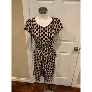 Yumi Tan & Black Floral Patterned Belted Dress, Size 6/8